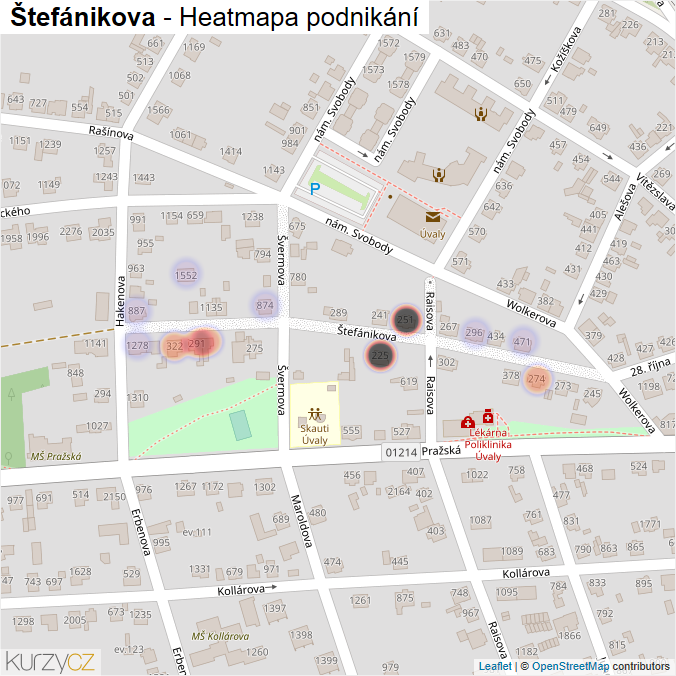 Mapa Štefánikova - Firmy v ulici.