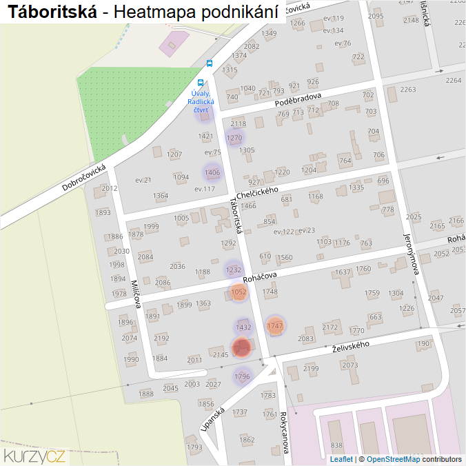 Mapa Táboritská - Firmy v ulici.