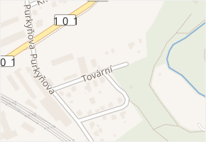Tovární v obci Úvaly - mapa ulice