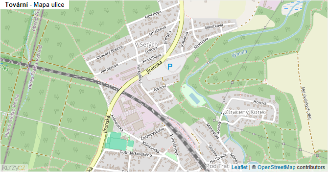 Tovární - mapa ulice