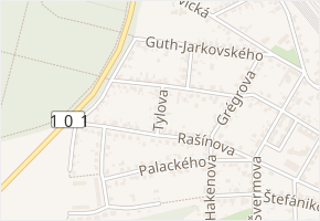 Tylova v obci Úvaly - mapa ulice