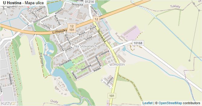 U Hostína - mapa ulice