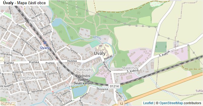Úvaly - mapa části obce