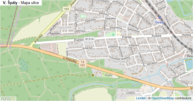 V. Špály - mapa ulice