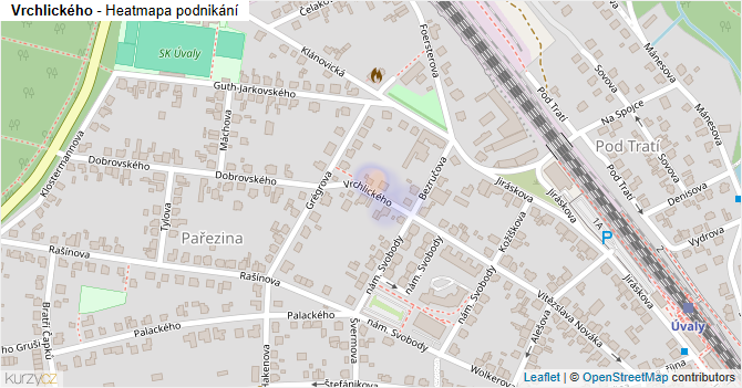 Vrchlického - mapa podnikání