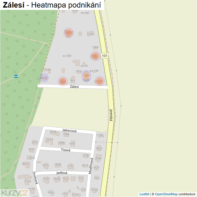 Mapa Zálesí - Firmy v ulici.