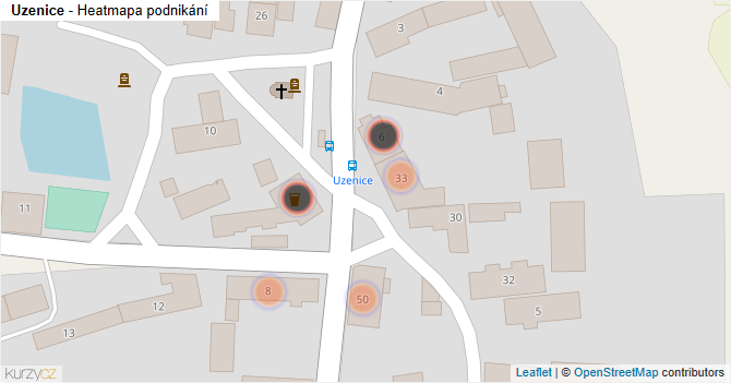 Uzenice - mapa podnikání