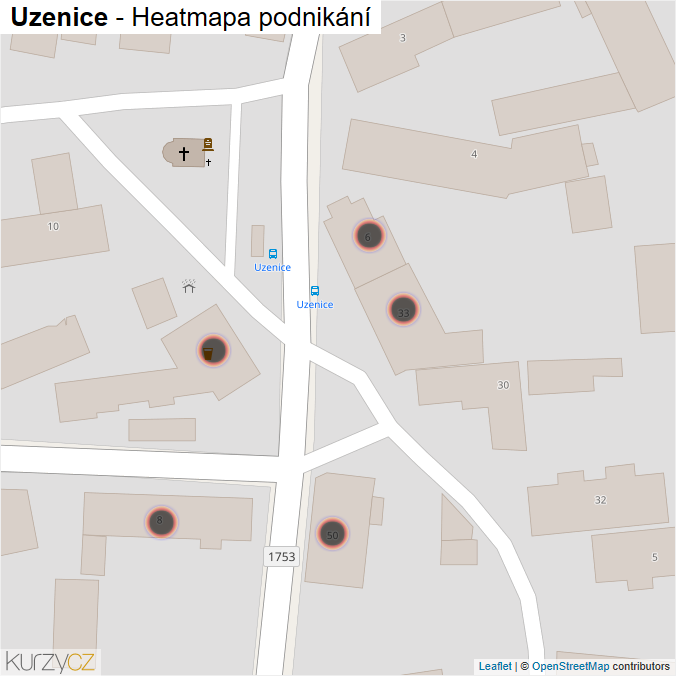 Mapa Uzenice - Firmy v obci.