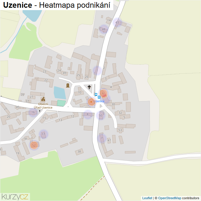 Mapa Uzenice - Firmy v části obce.