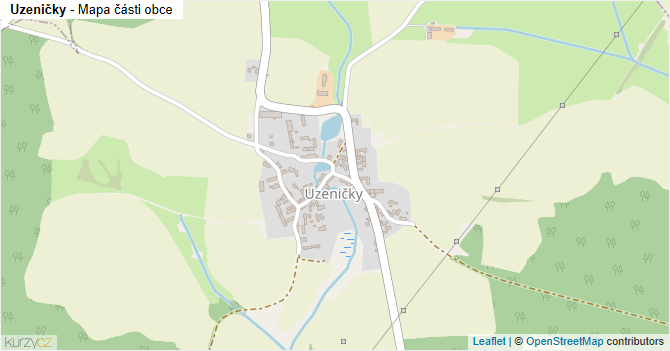 Uzeničky - mapa části obce