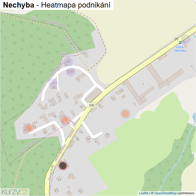 Mapa Nechyba - Firmy v části obce.