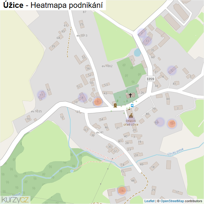 Mapa Úžice - Firmy v části obce.