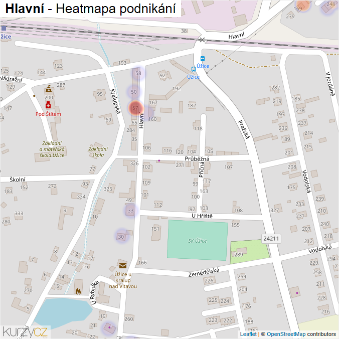 Mapa Hlavní - Firmy v ulici.