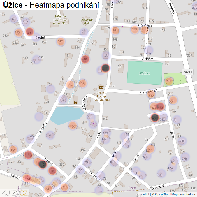 Mapa Úžice - Firmy v části obce.