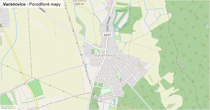 Vacenovice - záplavové mapy stoleté vody