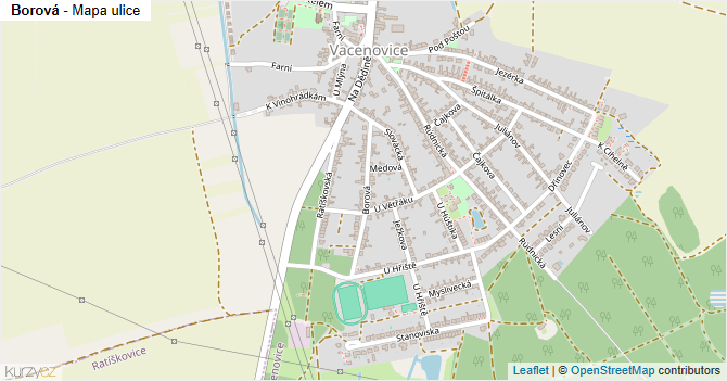 Borová - mapa ulice