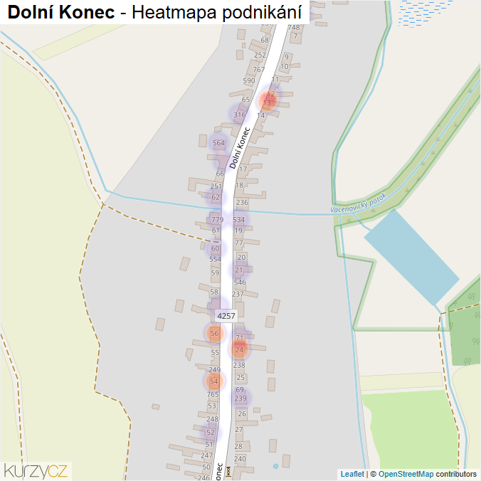 Mapa Dolní Konec - Firmy v ulici.