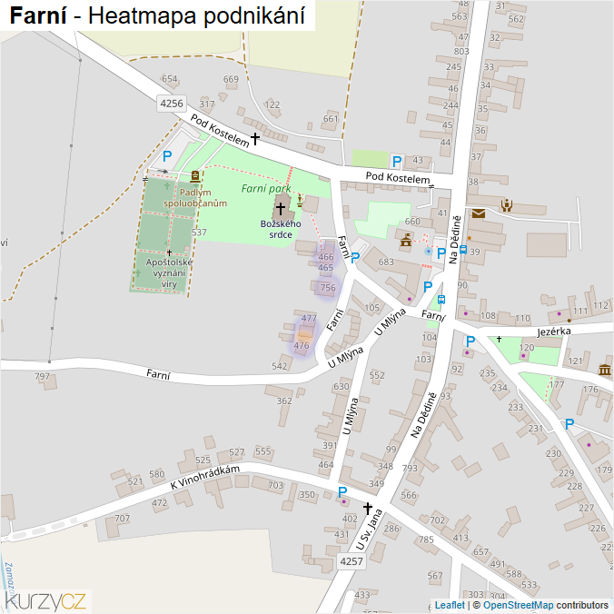 Mapa Farní - Firmy v ulici.