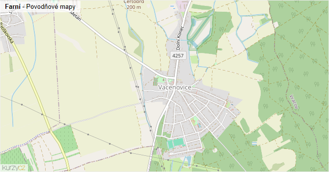 Farní - záplavové mapy stoleté vody