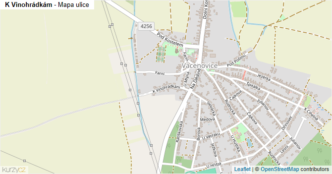 K Vinohrádkám - mapa ulice