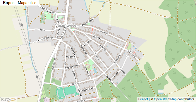 Kopce - mapa ulice