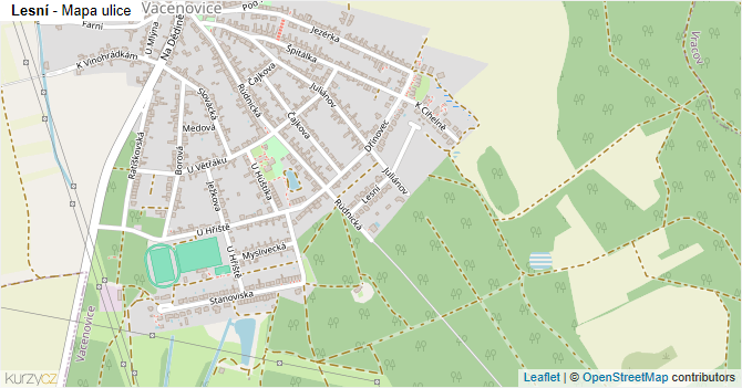 Lesní - mapa ulice