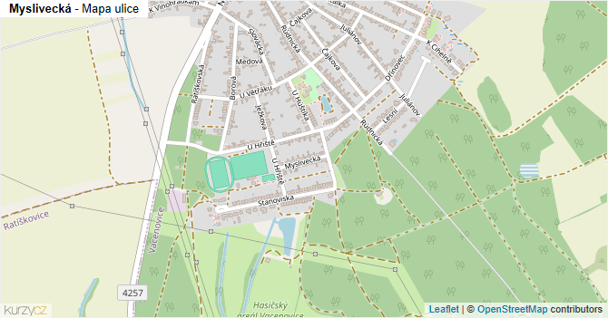 Myslivecká - mapa ulice