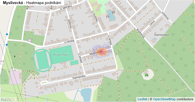 Myslivecká - mapa podnikání
