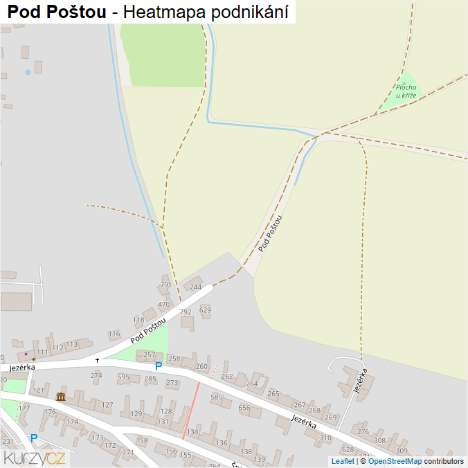 Mapa Pod Poštou - Firmy v ulici.