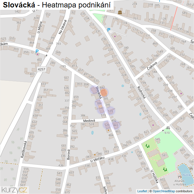 Mapa Slovácká - Firmy v ulici.