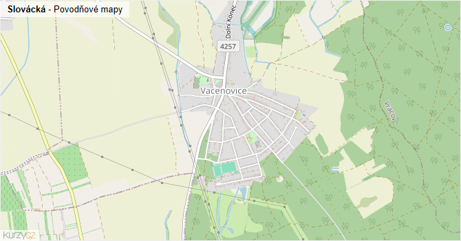 Slovácká - záplavové mapy stoleté vody