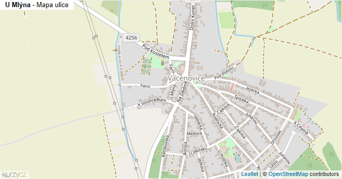 U Mlýna - mapa ulice