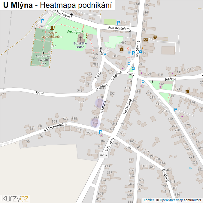 Mapa U Mlýna - Firmy v ulici.