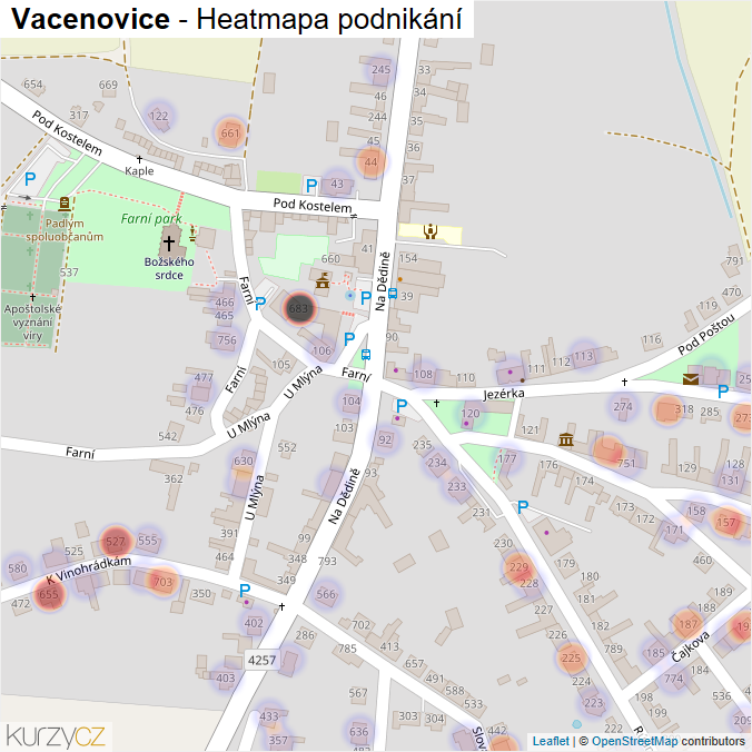 Mapa Vacenovice - Firmy v části obce.