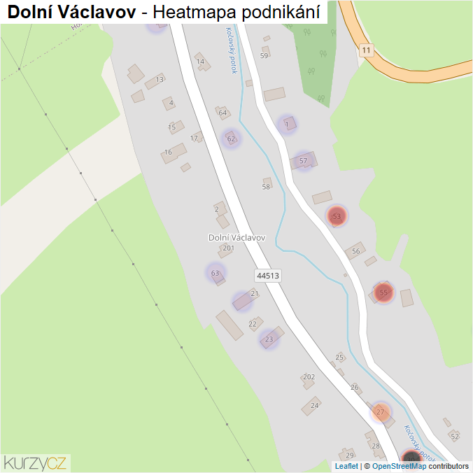 Mapa Dolní Václavov - Firmy v části obce.