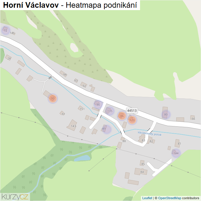 Mapa Horní Václavov - Firmy v části obce.