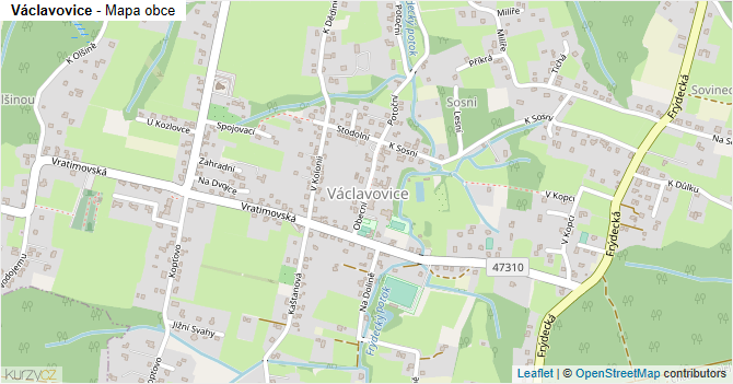 Václavovice - mapa obce