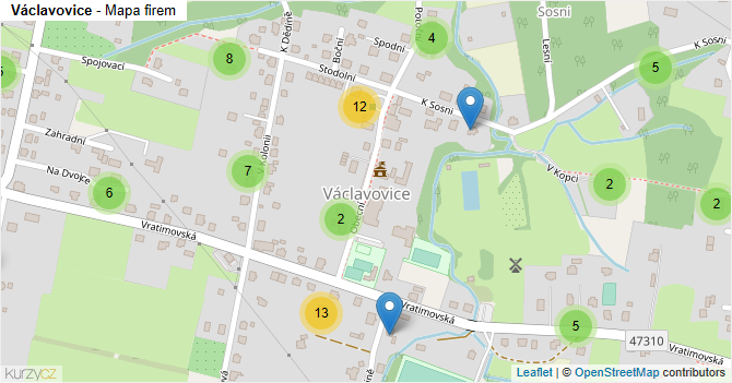 Václavovice - mapa firem