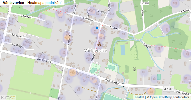 Václavovice - mapa podnikání