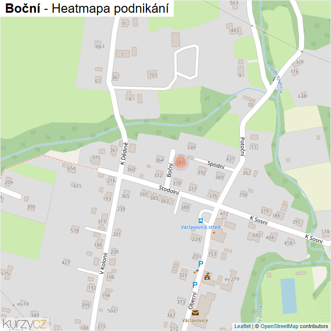 Mapa Boční - Firmy v ulici.