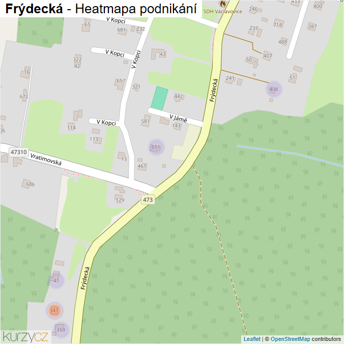 Mapa Frýdecká - Firmy v ulici.