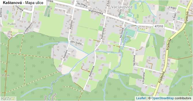 Kaštanová - mapa ulice