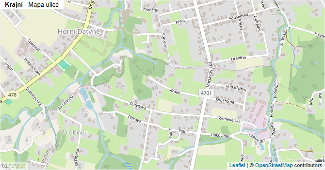 Krajní - mapa ulice
