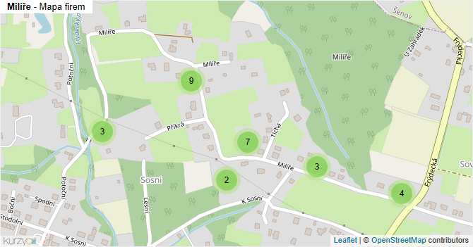 Milíře - mapa firem