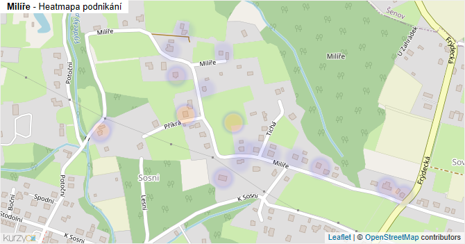 Milíře - mapa podnikání