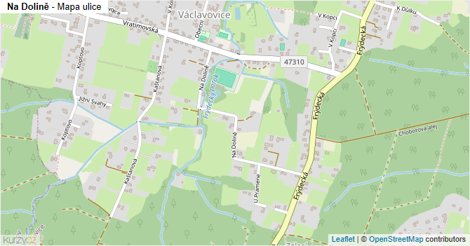 Na Dolině - mapa ulice
