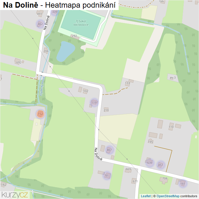 Mapa Na Dolině - Firmy v ulici.