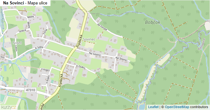 Na Sovinci - mapa ulice