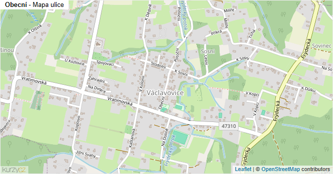 Obecní - mapa ulice