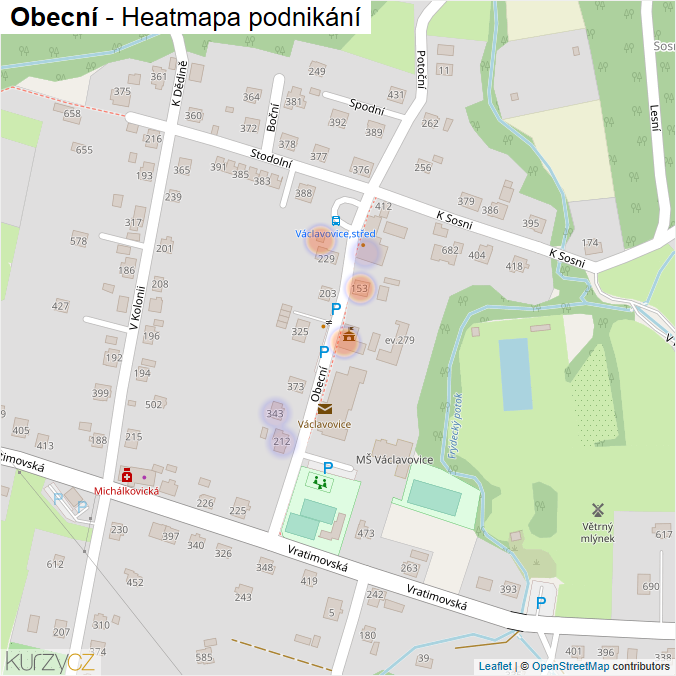 Mapa Obecní - Firmy v ulici.